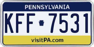 PA license plate KFF7531