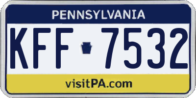 PA license plate KFF7532