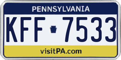 PA license plate KFF7533