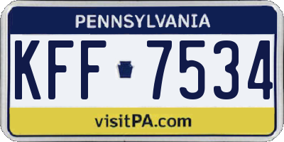 PA license plate KFF7534