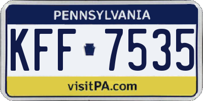 PA license plate KFF7535