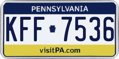 PA license plate KFF7536
