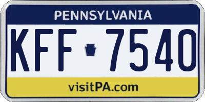 PA license plate KFF7540