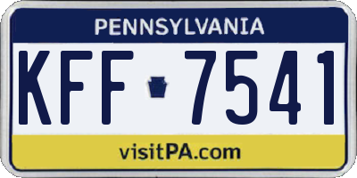 PA license plate KFF7541