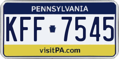 PA license plate KFF7545