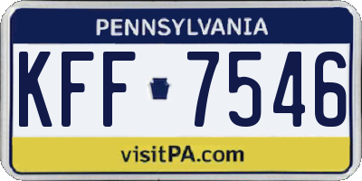 PA license plate KFF7546
