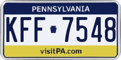PA license plate KFF7548