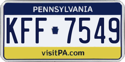 PA license plate KFF7549