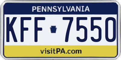 PA license plate KFF7550
