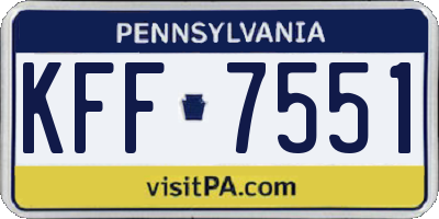 PA license plate KFF7551