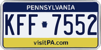 PA license plate KFF7552