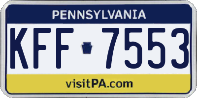 PA license plate KFF7553