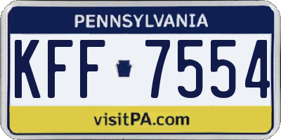 PA license plate KFF7554