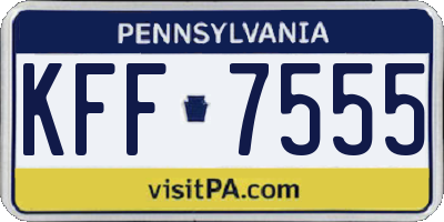 PA license plate KFF7555