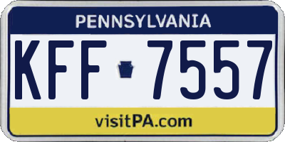 PA license plate KFF7557