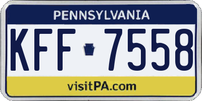 PA license plate KFF7558