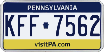 PA license plate KFF7562