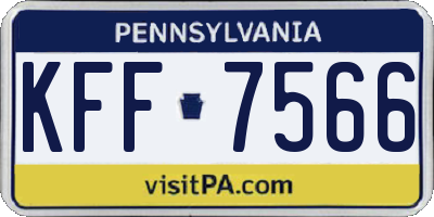 PA license plate KFF7566