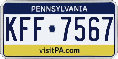 PA license plate KFF7567