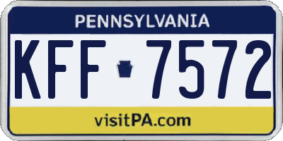 PA license plate KFF7572