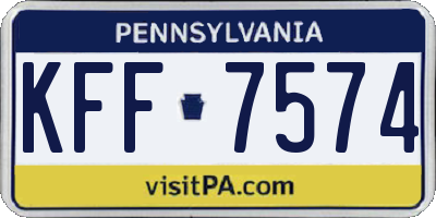 PA license plate KFF7574