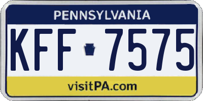 PA license plate KFF7575