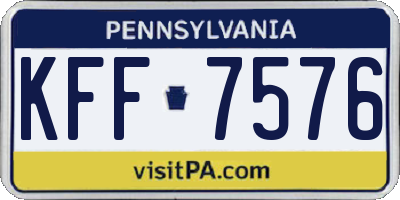 PA license plate KFF7576