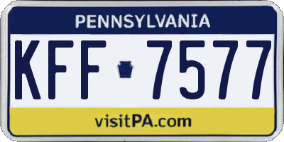 PA license plate KFF7577