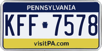 PA license plate KFF7578