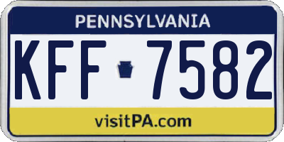 PA license plate KFF7582