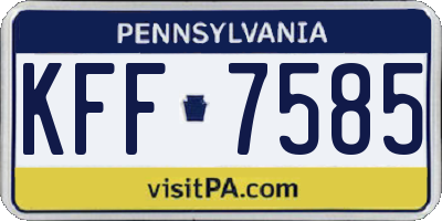 PA license plate KFF7585