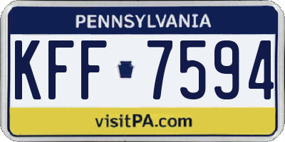 PA license plate KFF7594