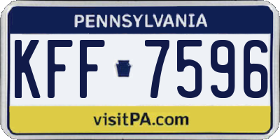 PA license plate KFF7596