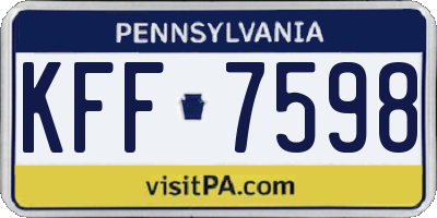 PA license plate KFF7598