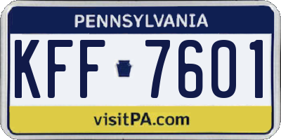 PA license plate KFF7601