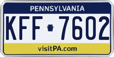 PA license plate KFF7602