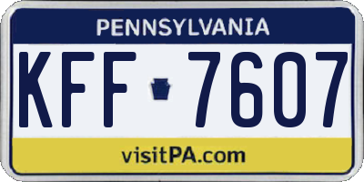 PA license plate KFF7607