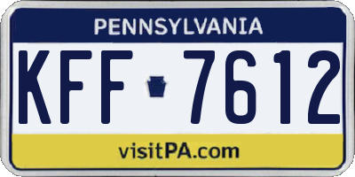 PA license plate KFF7612