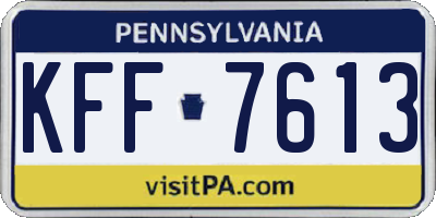PA license plate KFF7613