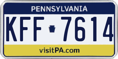 PA license plate KFF7614