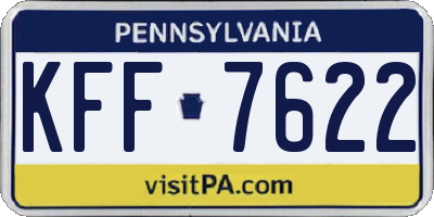 PA license plate KFF7622