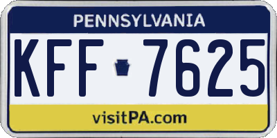 PA license plate KFF7625