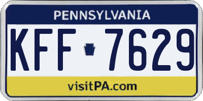 PA license plate KFF7629