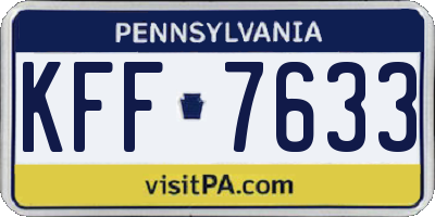 PA license plate KFF7633