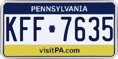 PA license plate KFF7635