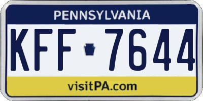 PA license plate KFF7644
