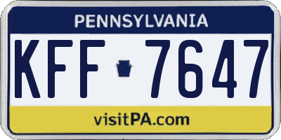 PA license plate KFF7647