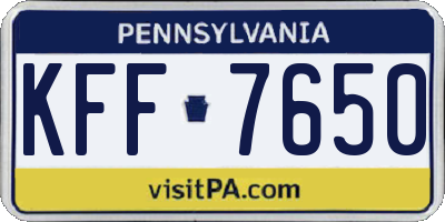 PA license plate KFF7650