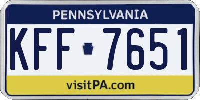 PA license plate KFF7651
