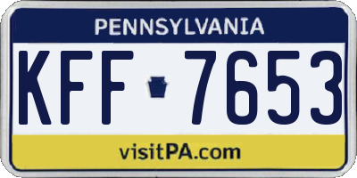 PA license plate KFF7653